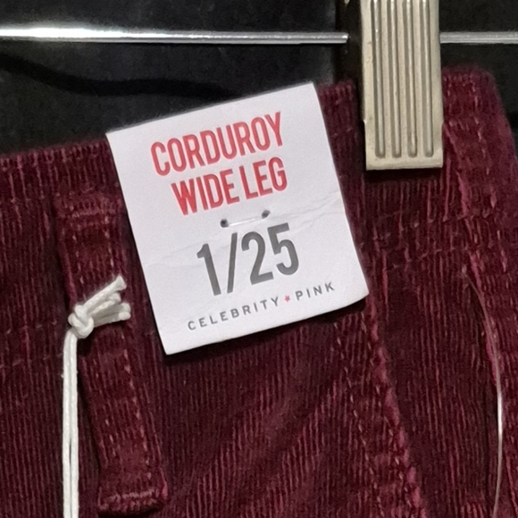 Celebrity Pink Red Corduroy Pants Wide-Leg High-Waisted - Picture 4 of 4